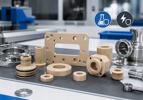 CNC machined PEEK insulation and chemical resistant parts