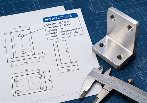 CNC hole RFQ details including diameter, tolerance, quantity, material, and thread CNC hole RFQ details including diameter, tolerance, quantity, material, and thread